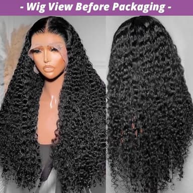 utodoo 28 Inch Deep Wave Lace Front Wigs Human Hair 13x6 Curly HD Transparent Lace Wigs Human Hair 210% Density Pre Plucked with Baby Hair - Image 3