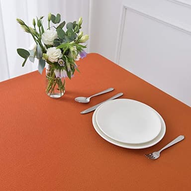 maxmill Textured Rectangular Tablecloth Water Resistance Antiwrinkle Spillproof Soft Jacquard Table Cloth for Dining Room, Buffet Banquet Parties and Holiday Dinners, 60 x 104 Inch, Rust - Image 4