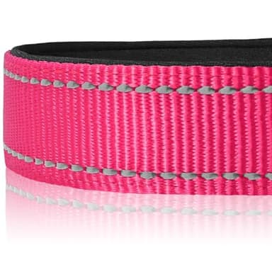 Joytale Reflective Dog Collar, Soft Neoprene Padded, Metal D-Ring, Nylon Pet Collar Adjustable for Large Dogs, Hotpink, L - Image 4