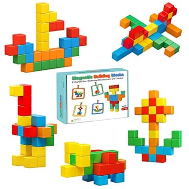 Magnetic Blocks, 1.41 inch Large Magnetic Building Blocks for Toddlers 3 4 5 6 7 8 Years Old Boys Girls Magnet Cubes for Kids 1-3 Montessori Toys STEM Preschool Educational Building Cube 30 Pcs - Image 7