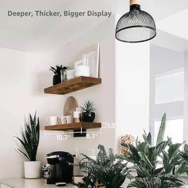 QEEIG Bathroom Floating Shelves for Wall - 15.7" Wall Mounted Shelf Over Toilet Farmhouse Home Decor Display Bookshelf Small 15.7 x 6.7 inch Set of 2, Rustic Brown (008-40BN) - Image 3