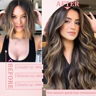 Clip in Hair Extensions Real Human Hair Clip in Extensions for Women Seamless Balayage Natural Black to Chestnut Brown Straight Remy 100% Human Clips ins Extension 8pcs Double Weft 16 inch 3.2oz/90g - Image 4