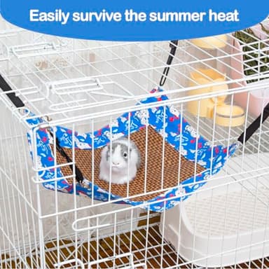 BESNEW Enlarged Guinea Pig Hammock with Summer Mat,Cooling Guinea Pig Cage Accessories Ferret Rat Waterproof Hanging Hammock for Small Animals Hiding Sleeping,Adjustable Length 13.8x13.8 in - Image 4