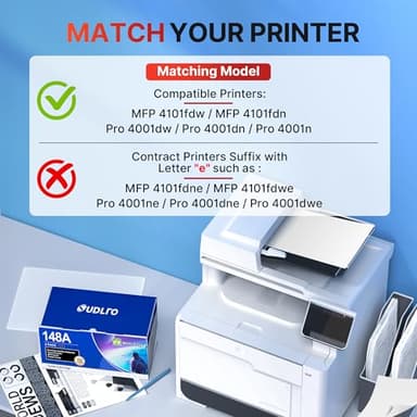 148A Toner Cartridge (with Chip) - Compatible Replacement for HP 148A Toner Cartridge, W1480A 148X W1480X to Use with Pro MFP 4101fdn 4101fdw 4001dn 4001n Printer (Black, 2-Pack) - Image 2