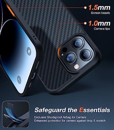 TORRAS 2023 Upgraded MegaMag Shield Guardian Designed for iPhone 14 Pro Max Case [Military Grade Drop Tested] [Compatible with MagSafe] for iPhone 14 Pro Max Phone Case Aramid Fiber Made,Black - Image 5