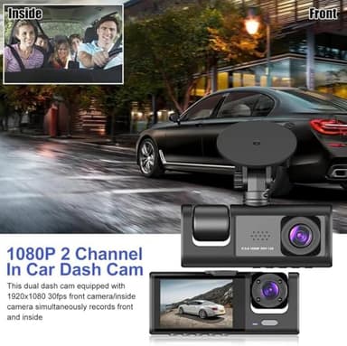 Dual Dash Camera for Car Front and Inside Dash Cam Car Security Video Recorder with Audio 1080P Vehicle Cam Plug and Play, WDR, Night Vision, G-Sensor Auto Lock, 2 Inch Screen - Image 2