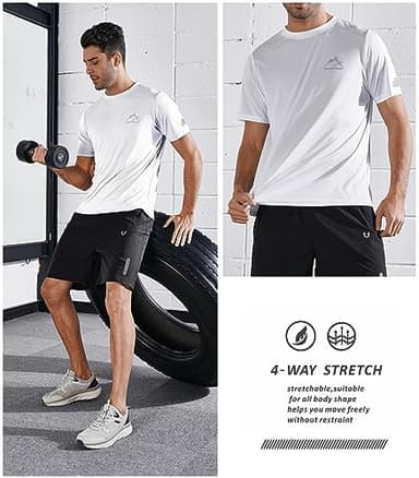 NORTHYARD Men's UPF 50+ Sun Protection Shirts Swim SPF UV Quick Dry Short Sleeve T-Shirts for Athletic Fishing Rash Guard White XL - Image 7