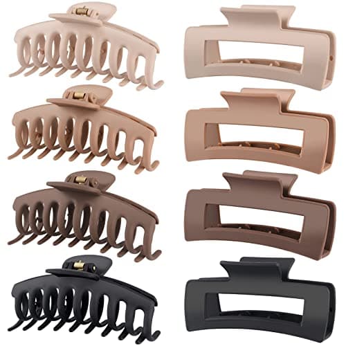 LuSeren Hair Clips for Women 4.3 Inch Large Hair Claw Clips for Women Thin Thick Curly Hair, Big Matte Banana Clips,Strong Hold jaw clips,Neutral Colors - Image 1
