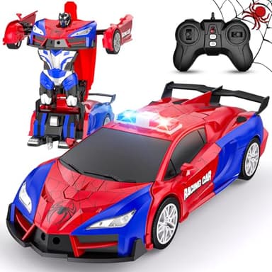 Remote Control Car with One Button Transformation, RC Cars Transforming into Robot, 2.4Ghz 360 Degree Rotation Police Car with Light, 1:18 Scale Transform Toys for Boys Girls Kids 4-7 8-12 6-8 - Image 1
