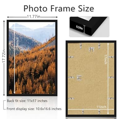 Picrit 11x17 Picture Frame, Photo Frame for Wall Mounting Display, Black - Image 2