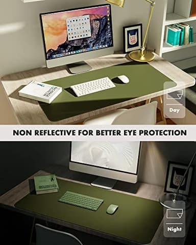 YSAGi Double-Sided Desk Mat, Eco Cork Desk Protector, Large Mouse Pad, Waterproof Blotter, Writing Pad for Office/Home (23.6"x13.7", Olive Green + Cork) - Image 7