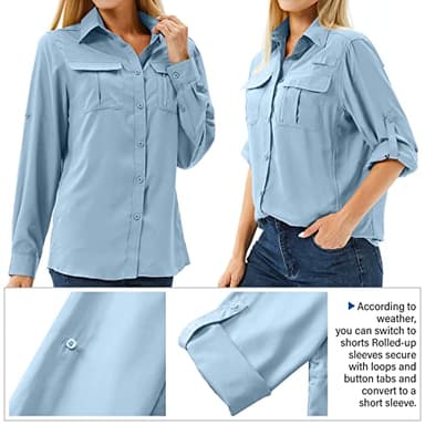 Toumett Women's UPF 50 Long Sleeve UV Sun Protection Safari Shirts Outdoor Quick Dry Fishing Hiking Travel Shirts(5071,Blue,M) - Image 4