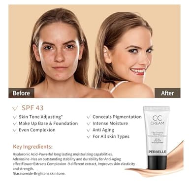Cc Cream For Older Women,Cc Cream Self Adjusting For Mature Skin,Color Correcting Moisturizer - Image 3