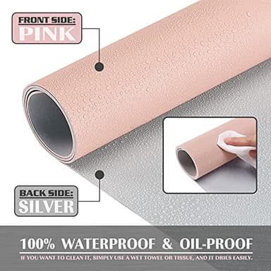 K KNODEL Large Office Leather Desk Mat, Mouse and Keyboard Pad, Computer and Laptop Mat, Desktop Protector and Cover, Writing Pad and Blotter (47.2"x23.6", Pink) - Image 4