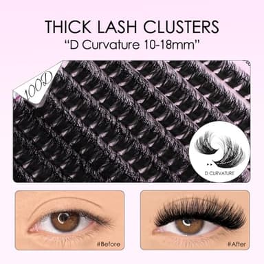 SOFENIDA Lash Clusters Kit 100D Thick Cluster Lashes 10-18mm Volume Eyelash Clusters D Curvature Cluster Eyelash Extensions 3D Wispy Lash Clusters DIY Lash Extension Kit(100D-10-18MIX Thick Kit) - Image 2