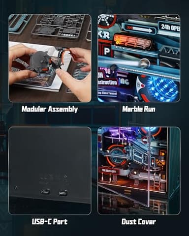 RoWood 3D Puzzles,Electric Marble Run Model Kit,130Pcs,Assembly Time 5H,Miniature Parallel World MR01S,Dynamic Models,Creative Gifts for Adutls - Image 3