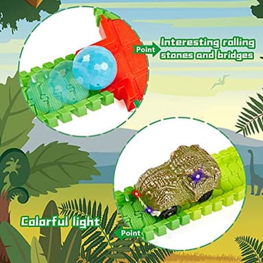 BEMITON Dinosaur Toys Race Car Track, Create a Dinosaur World Road Race, Flexible Dinosaur Track Toys Set, Christmas Birthday Gifts for 3 4 5 6 7 Years Old Boys Girls Kids - Image 6