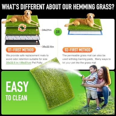 Hompet Artificial Grass for Dogs, 34"x21", Professional Dog Grass Mat, Easy to Clean with Drainage Holes, Potty Training Pad and Replacement Fake Grass Turf, Outdoor Rug Patio Lawn Decoration - Image 2