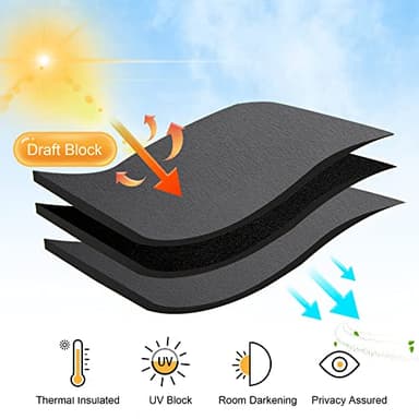 RYB HOME Blackout Curtains 63 inches Long - Energy Saving Insulation Large Window Curtain Blinds for Bedroom Living Room Dining Basement Home Office, W 70 x L 63 per Panel, Grey, 2 Pcs - Image 3