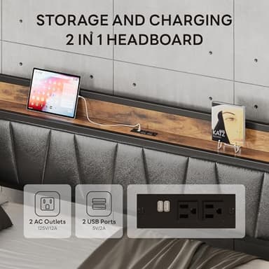 LIKIMIO Daybed with Trundle Bed, Twin Bed Frame with Storage Headboard and Charging Station, Sofa Day Bed with Strong Supports for Living Room, Bedroom, and Guest Room, Black - Image 6