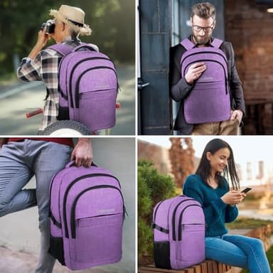 Lapsouno Travel Backpack, Travel Laptop Backpack, Multiple Pockets 15.6 Inch Carry on Backpack with USB Port, TSA Friendly Water Resistant College School Business Bag for Women, Purple - Image 7