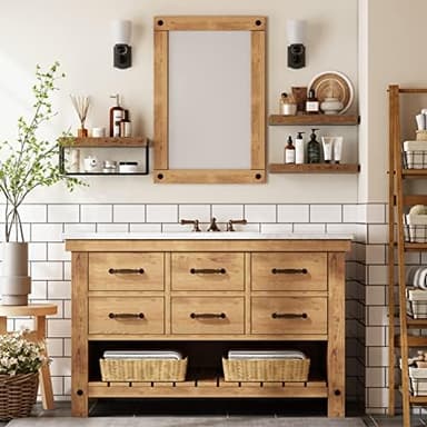 QEEIG Bathroom Shelves Over Toilet - Wall Mounted Floating Shelves Toilet Paper Storage Small Farmhouse Decor Shelf 16 inch Set of 3, Rustic Brown (019-BN3 - Image 8