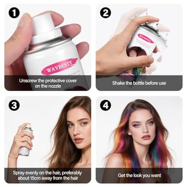 Temporary Hair Color Spray For Women Kids Men, Washable Temporary Hair Dye Spray One Day Hair Color Wax Non-Sticky For Cosplay Party DIY, Christmas Party, Halloween Crazy Hair Day (Black, 4.06 oz) - Image 7