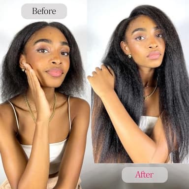 Kinky Straight Clip in Hair Extensions Human Hair Clip in Extensions 8Pcs 110g Double Weft #1B Natural Black Hair Extensions Human Hair Full Head Invisible（16Inch） - Image 9