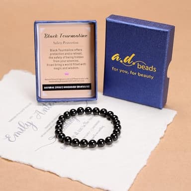 AD Beads Handmade Gemstone Stretch Elastic Bracelet Crystal Healing Reiki Nature's Beauty and Spiritual Essence Unisex (4mm, Black Tourmaline (Best protection)) - Image 5