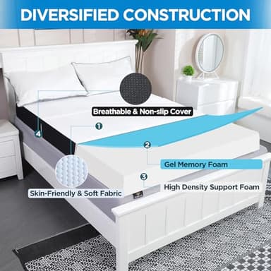 Roxzo 4-inch Queen Size Tri-Fold Memory Foam Mattress, Foldable for Indoor, RV/Camper Van, Travel, Camping, and Guest Rooms, with Breathable Cover & Non-Slip Bottom, 78x58x4 inches - Image 8