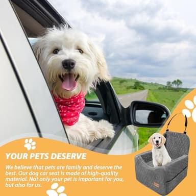 melafa365 Dog Car Seat for Small Medium Dogs, Memory Foam Dog Booster Seat, Elevated Pet Car Seat for Dogs up to 35 lbs, with Washable Removable Cover, Storage Pockets (Gray) - Image 7