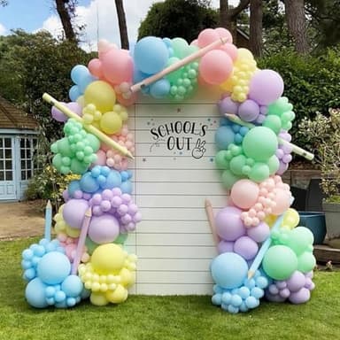 NISOCY Pastel Balloons Arch Garland Kit, 126PCS 18In 12In 10In 5In Pastel Color Rainbow Balloons Different Sizes for Birthday Baby Shower Wedding Gender Reveal Unicorn Party Decorations - Image 7