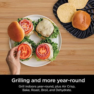 Ninja EG201 Foodi 6-in-1 Indoor Grill with Air Fry, Roast, Bake, Broil, & Dehydrate, 2nd Generation, Dishwasher Safe, Black/Silver - Image 4