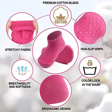 JAKIDAR 12 Pair Baby Toddler Socks Non-Slip Grip Cotton Ankle Socks for Boys Girls Non Skid Soles for Infants Kids, Assorted Girl, 12-24 Months - Image 6