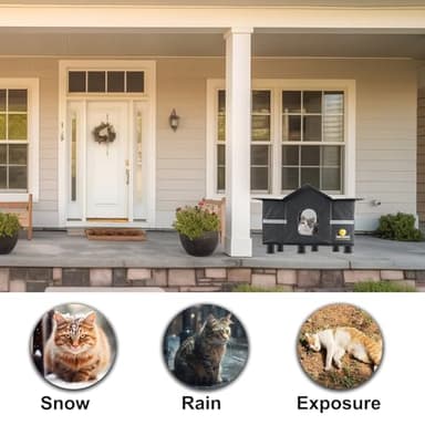 Texsens Outdoor Cat House - Weatherproof Large Cat Shelter for Outside with Roof Window- Insulated Elevated House for Stray/Barn Cats with Cozy Cushion - Ideal Waterproof Feral Cat House - Image 7