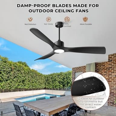 BOOSANT 60" Smart Ceiling Fan with Lights,Outdoor Ceiling Fan 3 Blade,Work with Alexa/Gg/App/Remote,3-Color Light 6-Speed Quiet Reversible DC Motor for Patio Porch Bedroom,Black - Image 6