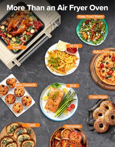 Nuwave Bravo Pro Smart Air Fryer Toaster Oven Combo, Airfryer Convection Oven Countertop, 10-in-1 Functions with Quicker & Even Crisp Technology, 1800W, 50-450°F, PFAS-Free, 21QT, Vanilla Cream - Image 7