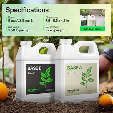 VIVOSUN Liquid Nutrients Base A & B Bundle, Grow Big Hydroponic Fertilizer, Supports Vegetative and Flowering Stages for Outdoor, Indoor Plants, Best Plant Food, Set of Quarts - Image 8