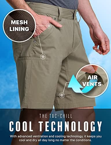 CQR Men's Stretch Utility Shorts, Lightweight Quick Dry Casual Shorts, Hiking Golf Cargo Shorts with Zipper Pockets, Sedona Shorts Tan, 42W x 10L - Image 3