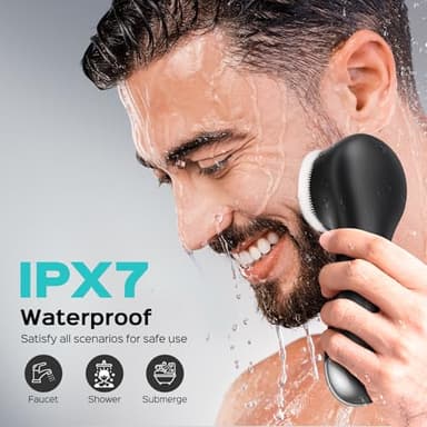 COSLUS Face Scrubber Facial Cleansing Brush: 2 in 1 Spin and Vibration Patented Tech, Silicone Electric Exfoliator Scrubber with Automatic Foaming, Waterproof Face Cleanser Brush for Men and Women - Image 8
