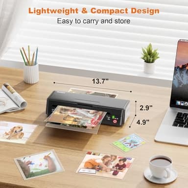 Gasbye 9-Inch Thermal Laminator Machine, World's First Open-Lid Design, Remove Jam in 5s, Auto Shut-Off, NTC Temperature Control, 5 Laminating Sheets for Teacher School Home Office Personal, Black - Image 4