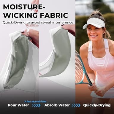 Sukeen Sports Sun Visor Men Women Lightweight Packable Cooling Stretchy Visor Hat for Running, Tennis, Golf White - Image 4