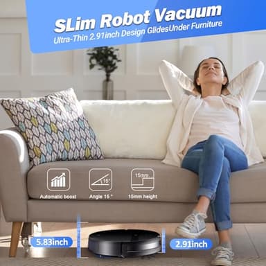 Kilgone Robot Vacuum and Mop Combo, App/Alexa Control, Smart Robot Vacuum Cleaner, Ultra-Thin, Automatic Recharge Robotic Vacuum Cleaner for Pet Hair/Carpet/Hard Floor - Image 6