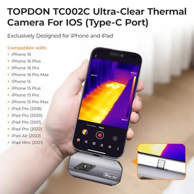 TOPDON TC002C Thermal Camera, 512 x 384 Super Resolution, 256 x 192 IR Resolution, Thermal Imager for iPhone 15/16 Series and iPads with Type-C Port, -4°F~1022°F Temp Range, Upgraded Version of TC002 - Image 3