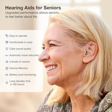 Hearing Aids for Seniors Rechargeable with Noise Cancelling, Hearing Amplifier with 5 Levels of Volume Adjustmen, Simple to Operate and Hear Clear Sound - Image 2