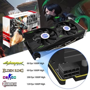 HyperRender RX 580 Graphics Card 8GB 2048SP GDDR5 256 Bit PC Gaming Video Card 3*DP 1*HDMI PCI Express 3.0 with Freeze Fan Stop for Desktop Computer GPU for Gaming PC - Image 6