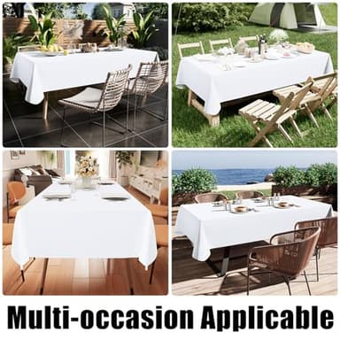 Smiry Rectangle Table Cloth 60x102 Inch, Waterproof Wipeable Vinyl Tablecloths Protector, Oil Spill Proof Plastic Table Cover for Dining, Picnic, Camping, Outdoor, White - Image 6