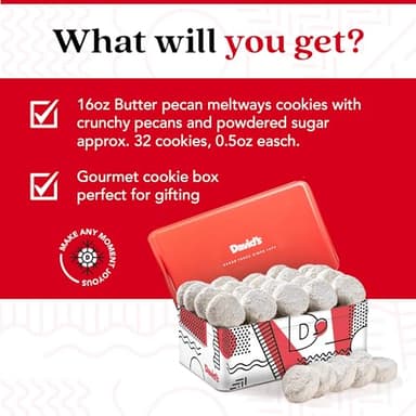 David's Cookies Butter Pecan Meltaways Sweet Sampler Tin - Butter Cookies with Crunchy Pecans, Soft, And Melt In Your Mouth Flavorful Cookies - Delicious Gourmet Food Gift For All Occasions 16oz - Image 2