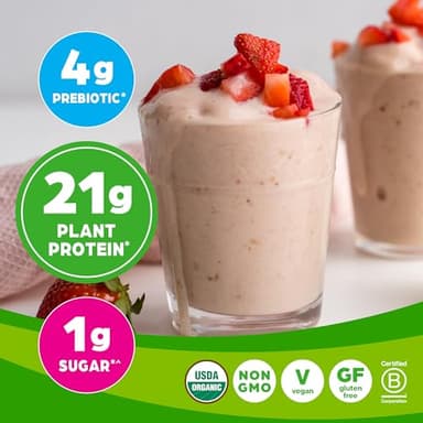 Orgain Organic Vegan Protein Powder, Strawberries & Cream - 21g of Plant Based Protein, Low Net Carbs, Gluten/ Lactose Free, No Sugar Added, Soy Free, Non-GMO, 2.03 Lb - Image 3