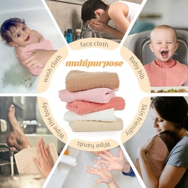 MIGIOL Muslin Burp Cloths 100% Cotton Baby Burp Cloths Soft, Absorbent 10x20 inches for Girls and Boys Baby Essentials - Image 4